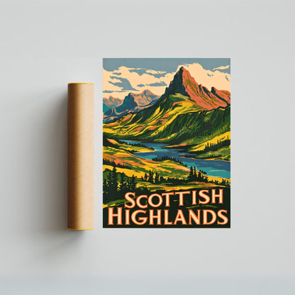 Scottish Highlands Vintage Travel Poster - Heart of Scotland's Wilderness