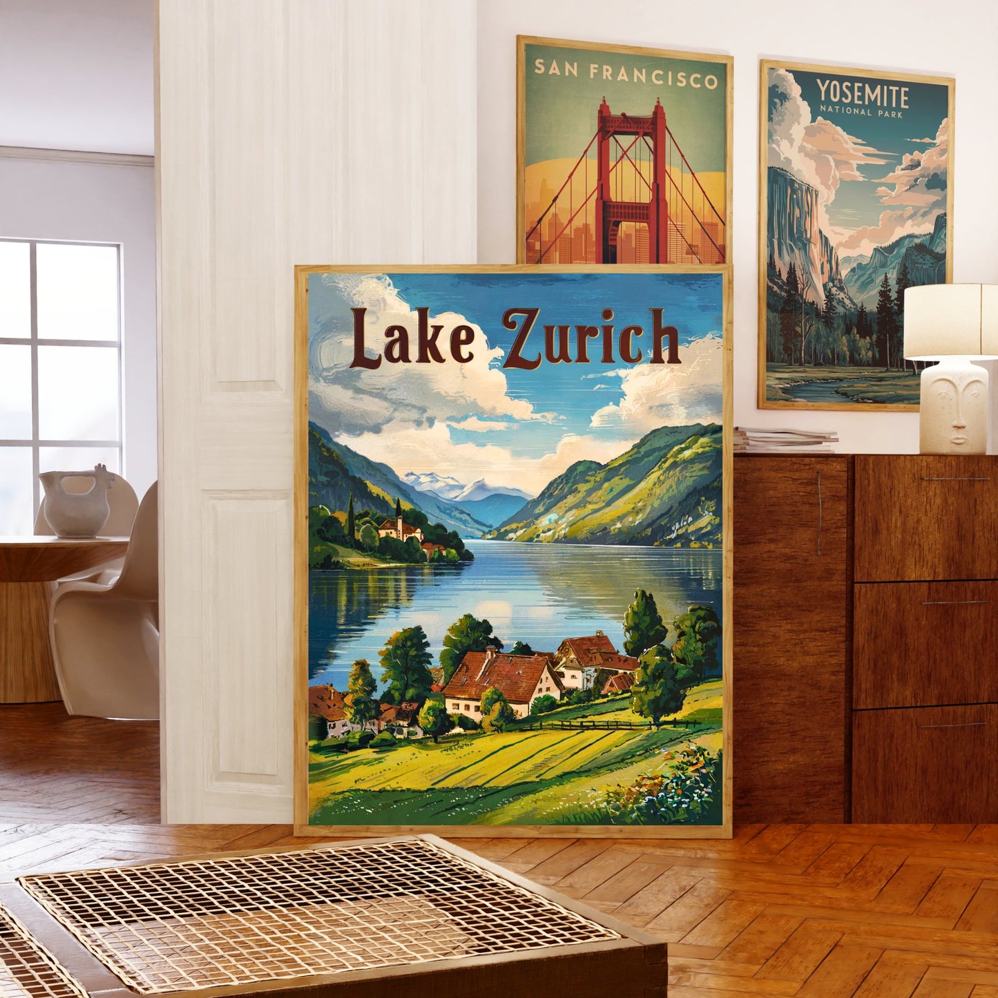 Lake Zurich Vintage Travel Poster