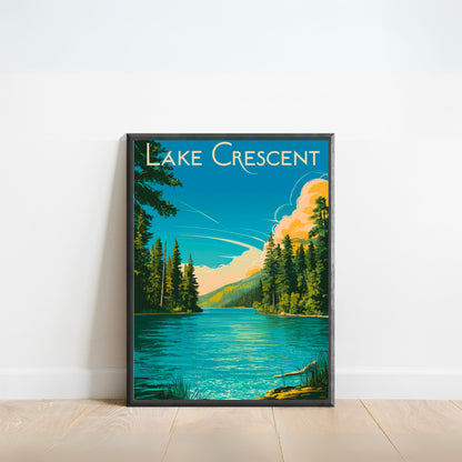 Lake Crescent Vintage Travel Poster