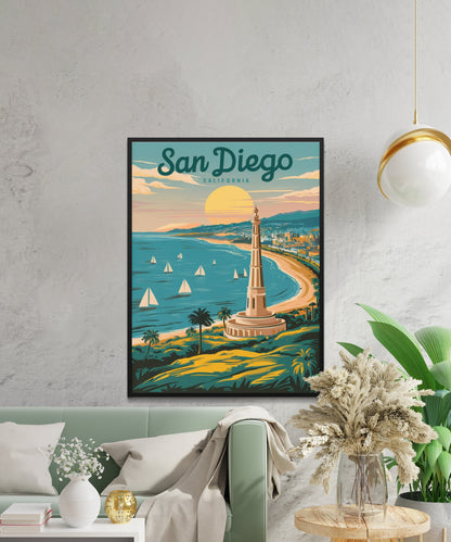 San Diego Vintage Travel Poster  - Timeless Coastal Paradise