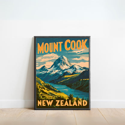 Mount Cook Vintage Travel Poster