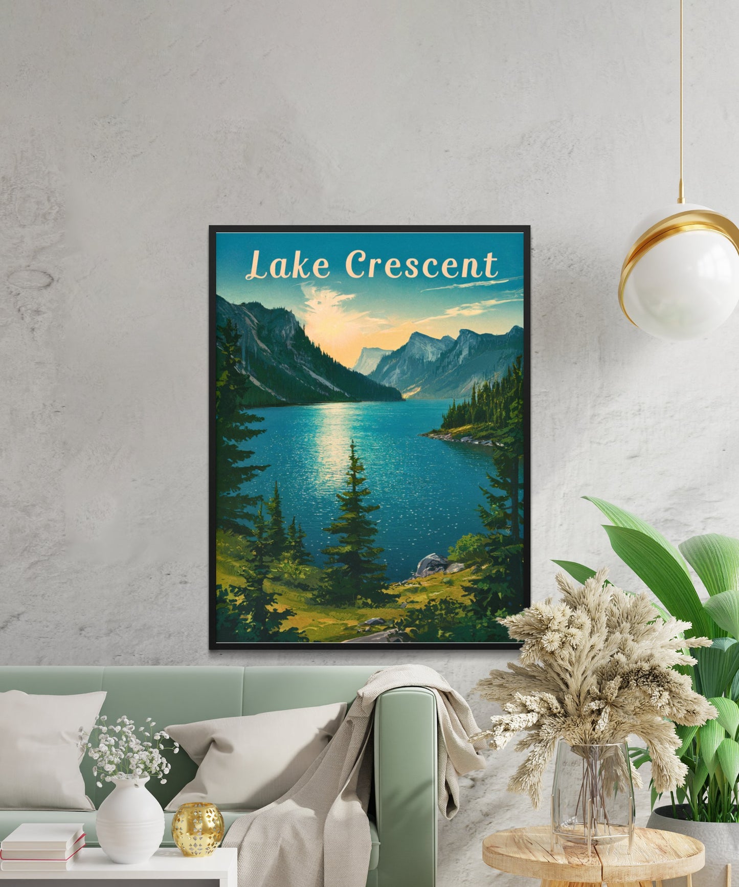 Lake Crescent Vintage Travel Poster - Timeless Pacific Northwest Beauty