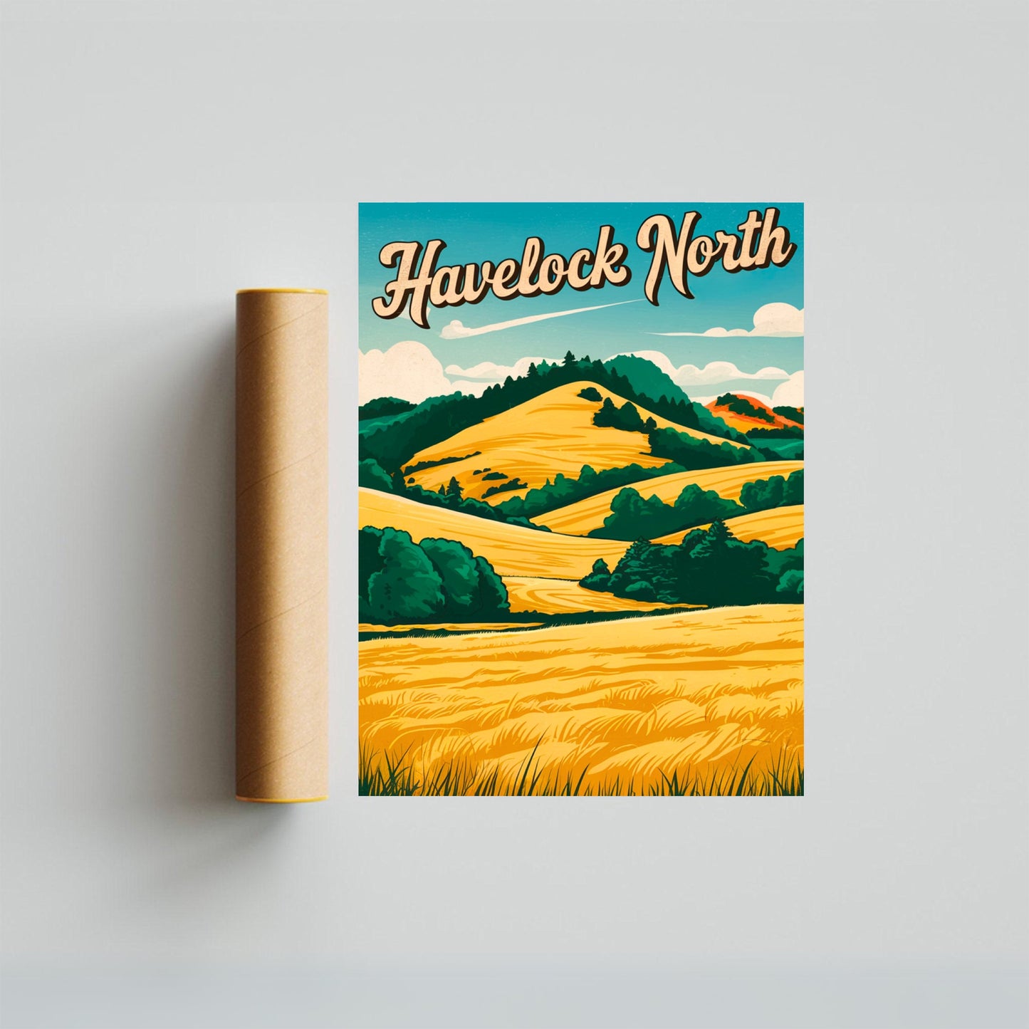 Havelock North Vintage Travel Poster - Rural Charm