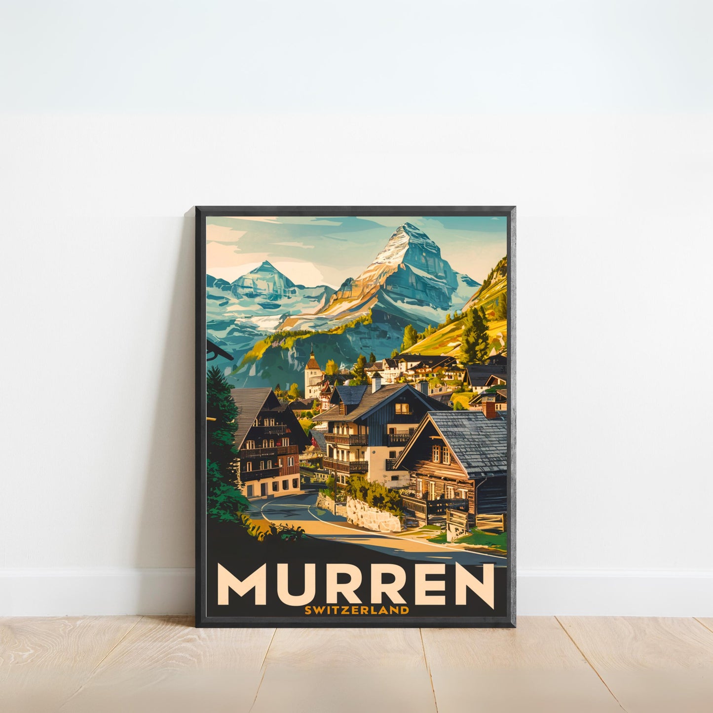 Murren Vintage Travel Poster - Snowy Summits