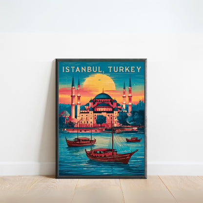 Istanbul Vintage Travel Poster  - City of Minarets and Mosques