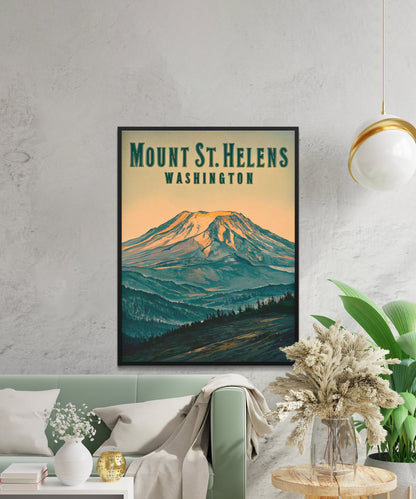 Mount St. Helens of China Vintage Travel Poster - Timeless Volcanic Majesty