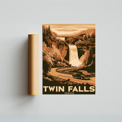 Twin Falls Vintage Travel Poster