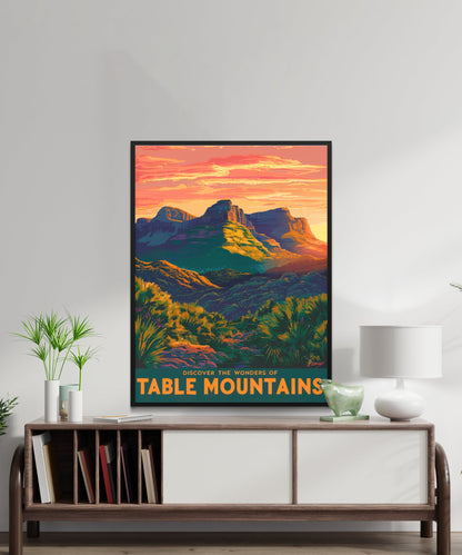 Table Mountain Vintage Travel Poster - Beautiful Views