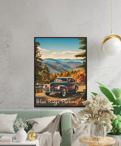 Blue Ridge Parkway Vintage Travel Poster - Scenic Mountain Drive