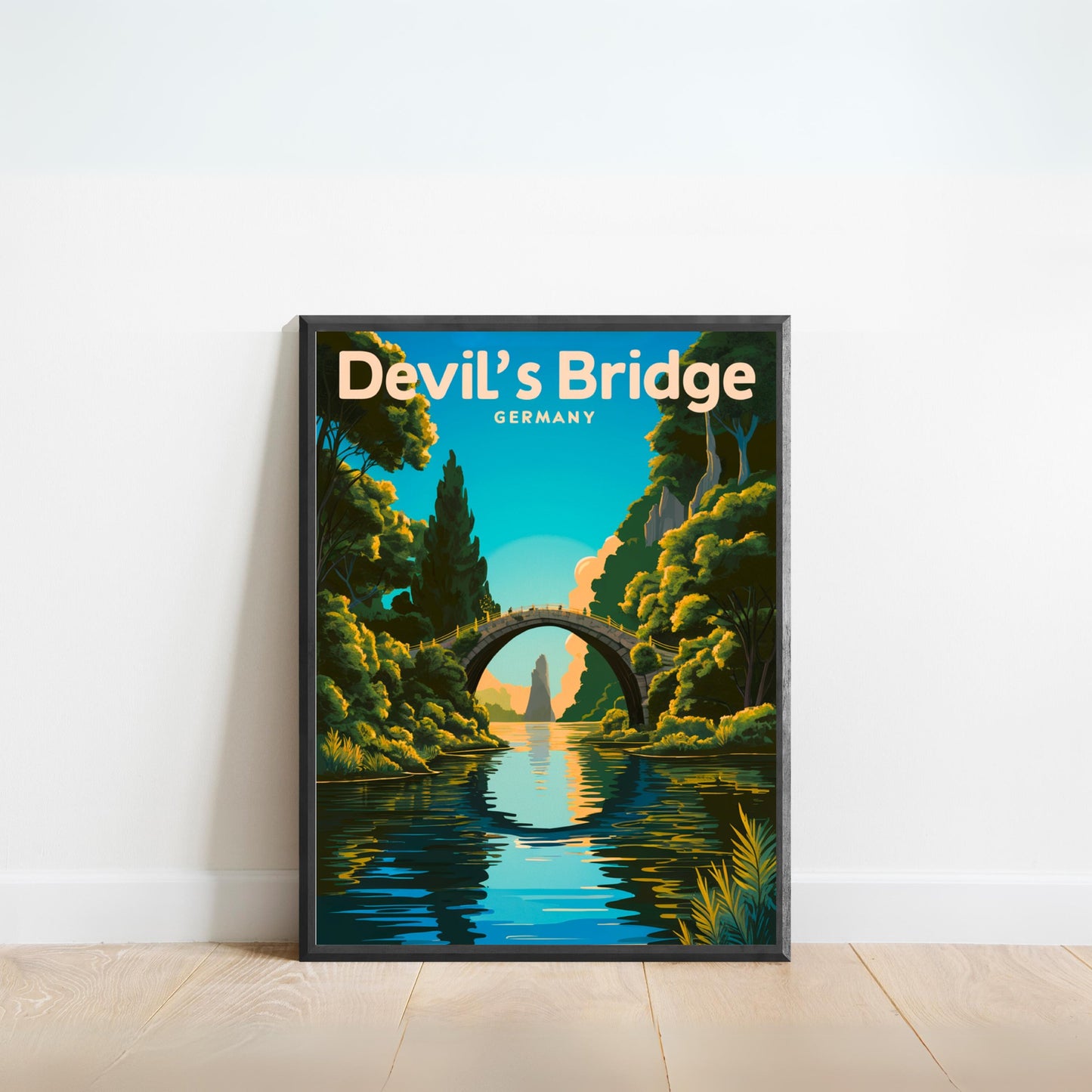 Devils Bridge Vintage Travel Poster - Peaceful Landscape