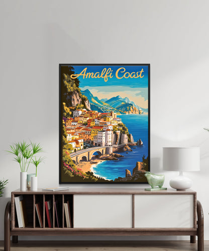 Amalfi Coast Vintage Travel Poster -Coastal Splendor