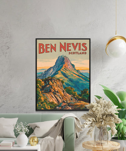 Ben Nevis Vintage Travel Poster - Majestic Mountain Views