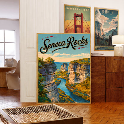 Seneca Rocks Vintage Travel Poster - Rock Formation