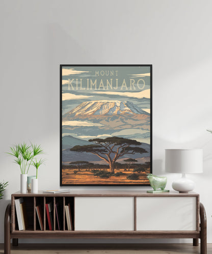 Mount Kilimanjaro Vintage Travel Poster  - Majestic African Peak