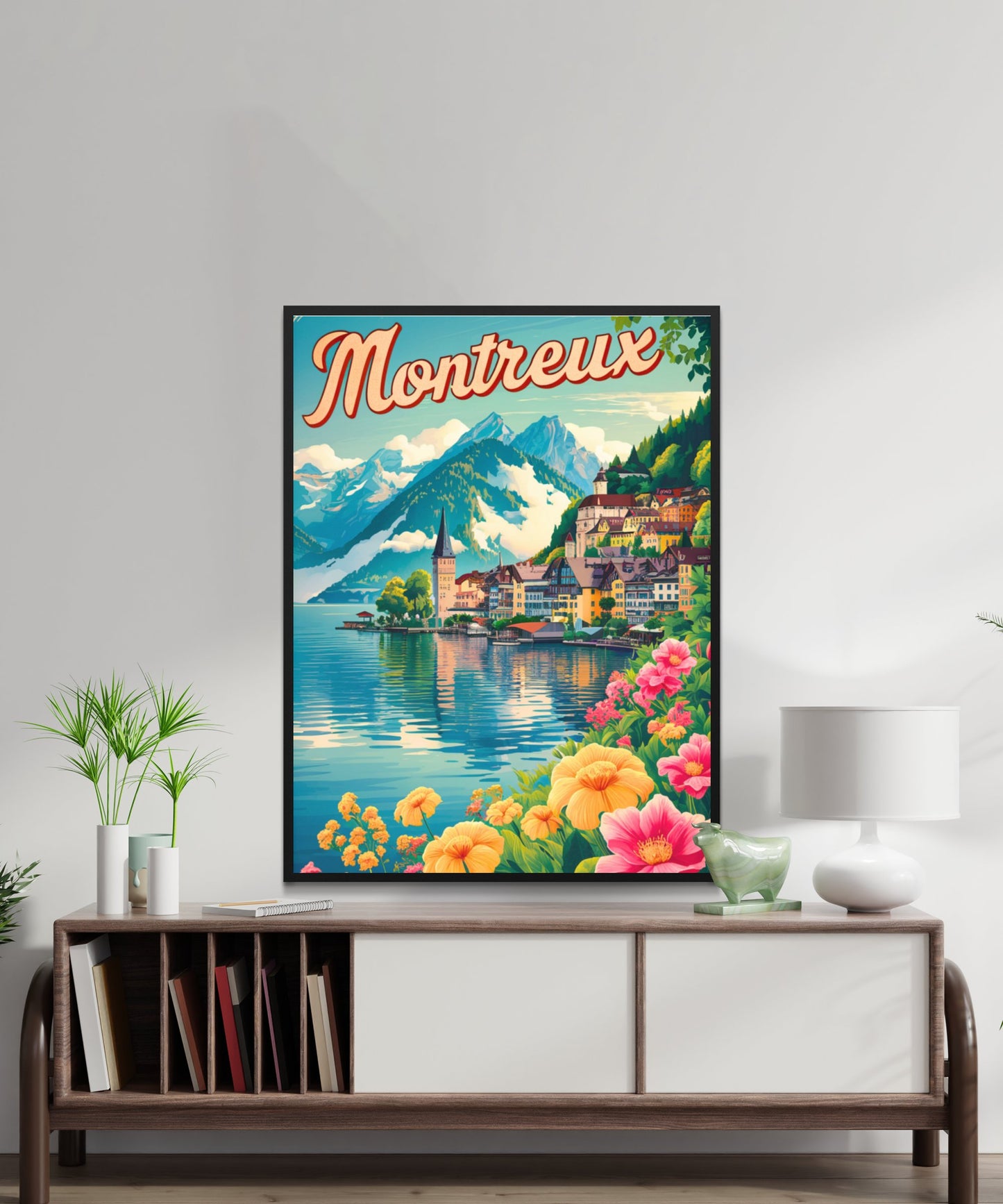 Montreux Vintage Travel Poster - Alpine Views