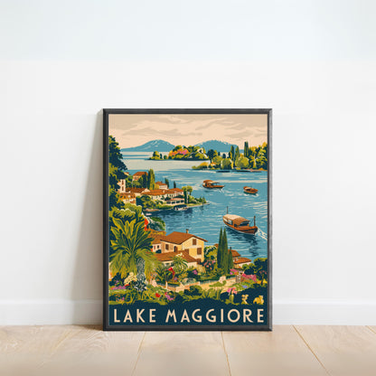 Lake Maggiore Vintage Travel Poster  - Timeless Italian Grandeur