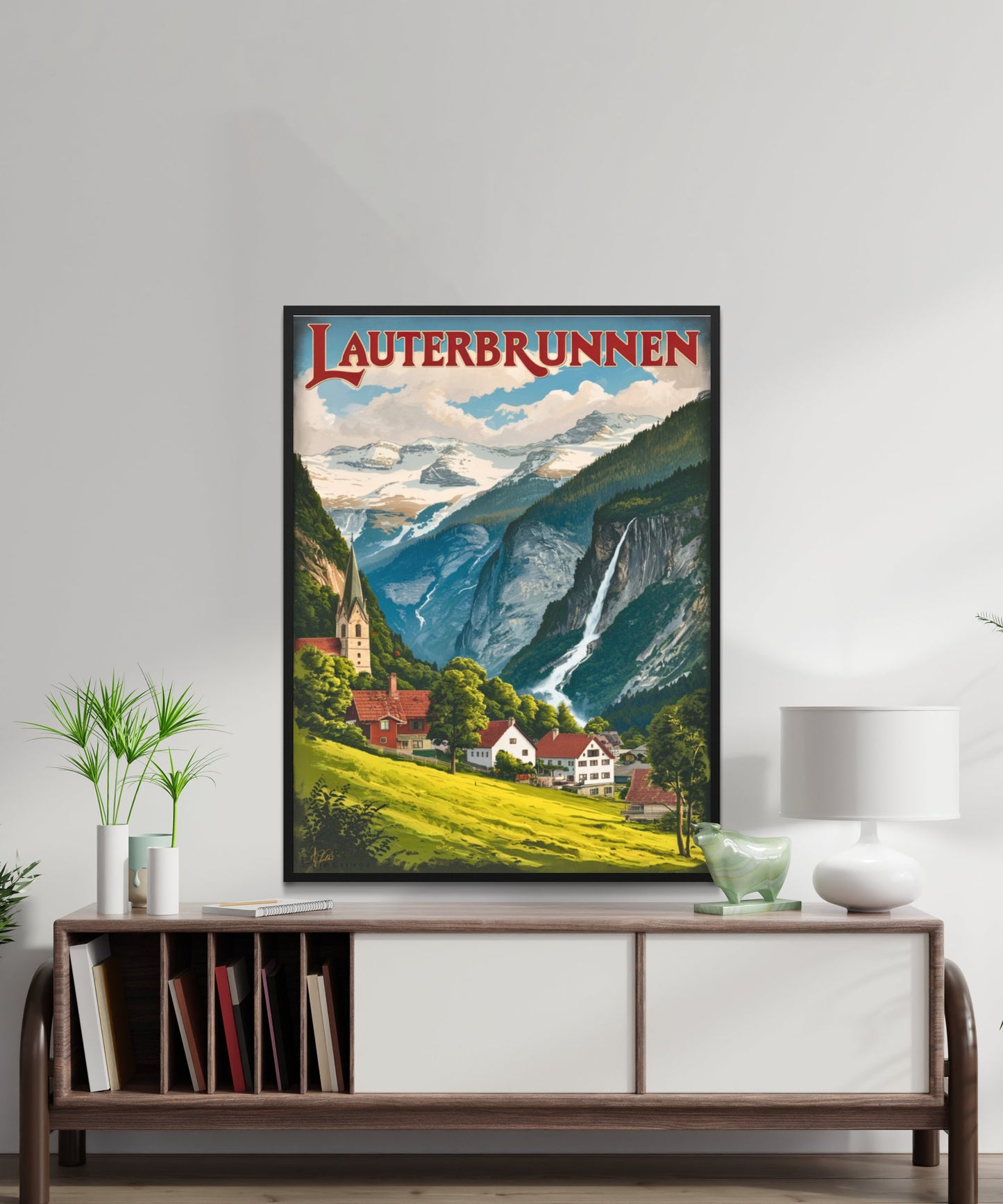 Lauterbrunnen Vintage Travel Poster - Alpine Village Views