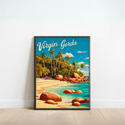 Virgin Gorda Vintage Travel Poster - Paradise in the British Virgin Islands