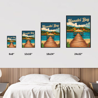 Hanalei Bay Vintage Travel Poster - Lush Valley