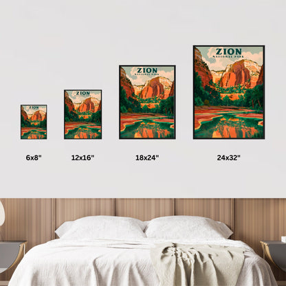 Zion National Park Vintage Travel Poster - Red Rock Majesty