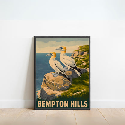 Bempton Cliffs Vintage Travel Poster - Seabird Sanctuary