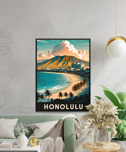 Honolulu Vintage Travel Poster