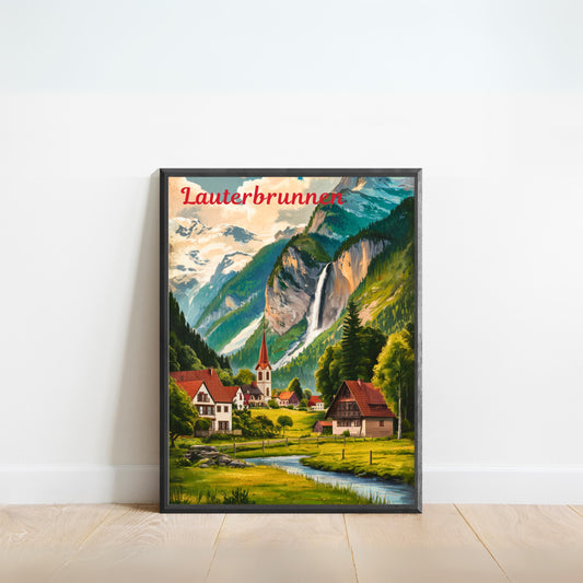 Lauterbrunnen Vintage Travel Poster