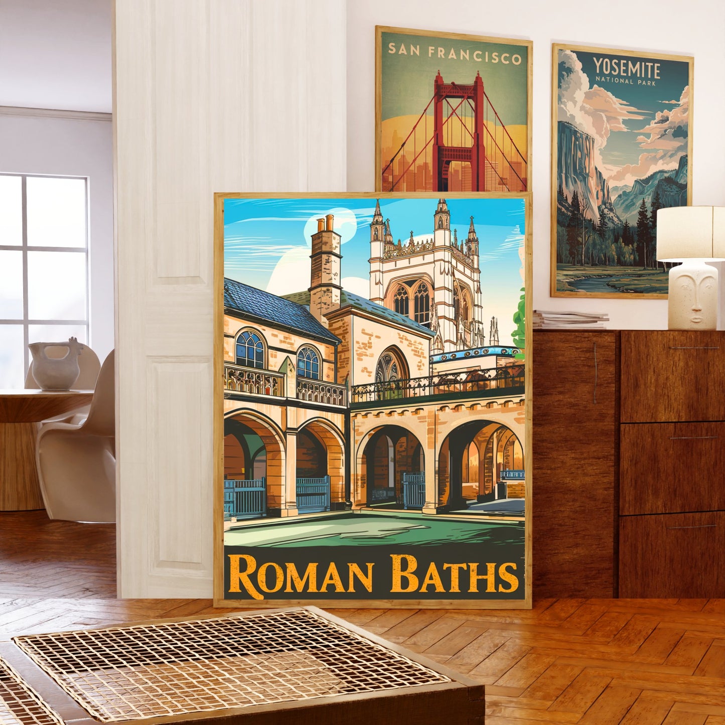 Roman Baths Vintage Travel Poster - Sacred Waters