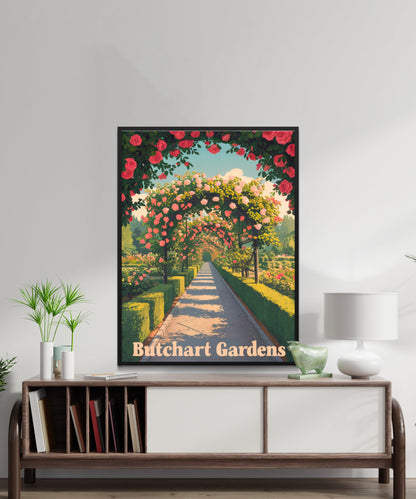 Butchart Gardens Vintage Travel Poster