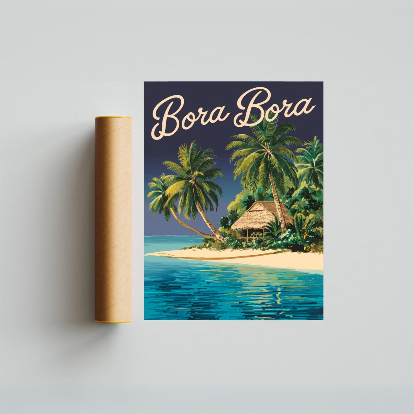 Bora Bora Vintage Travel Poster - Tranquil Waters