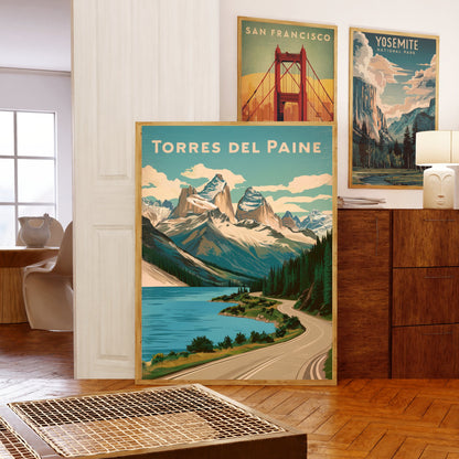 Torres del Paine Vintage Travel Poster - Epic Landscapes