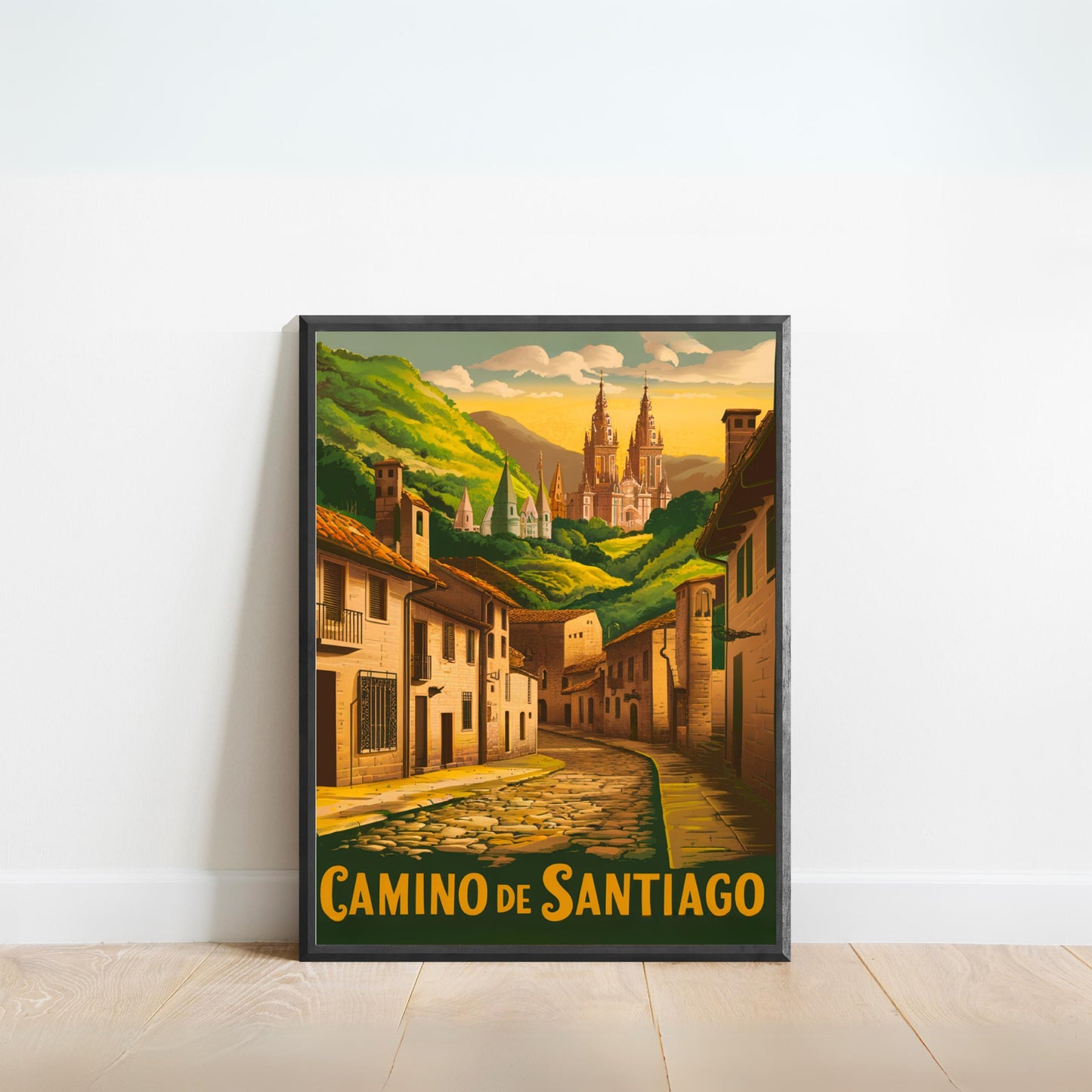 Camino de Santiago Vintage Travel Poster - Pilgrim's Journey