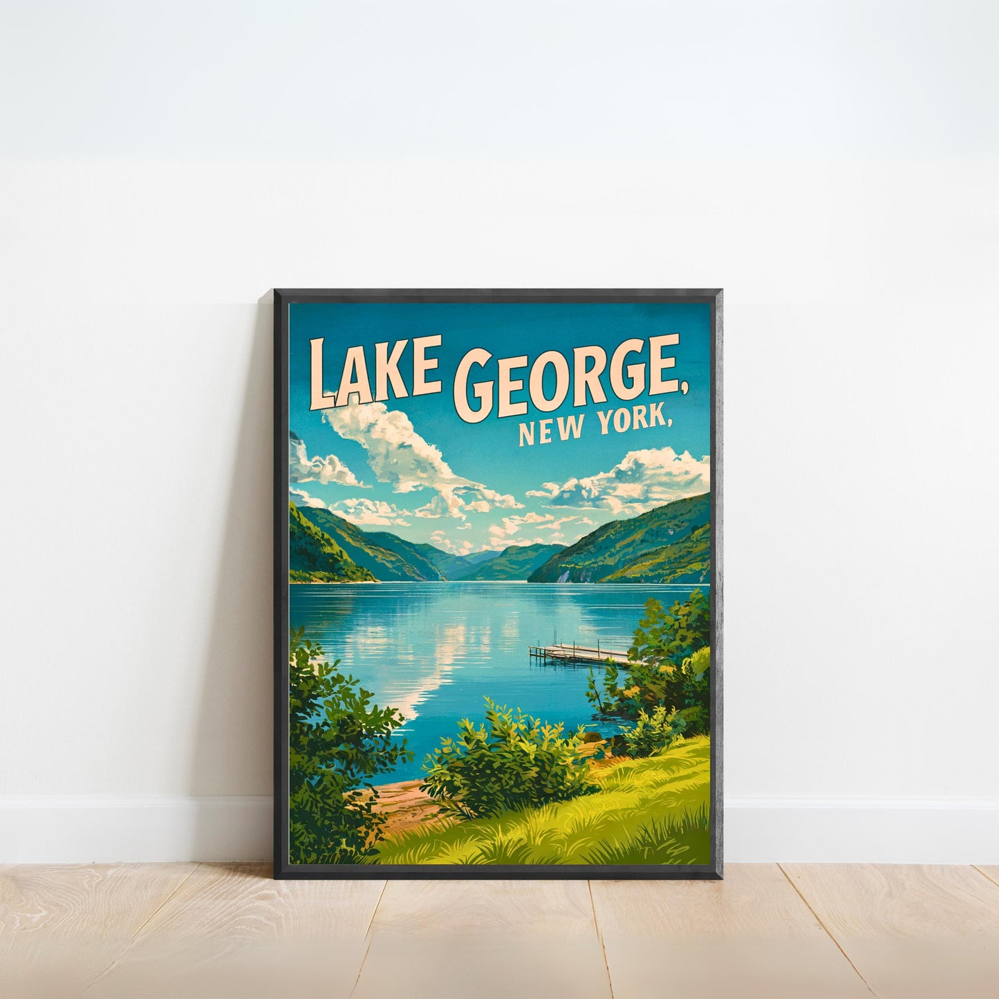 Lake George Vintage Travel Poster - Crystal Waters and Mountain Majesty