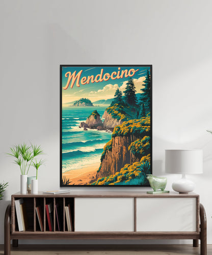 Mendocino Vintage Travel Poster