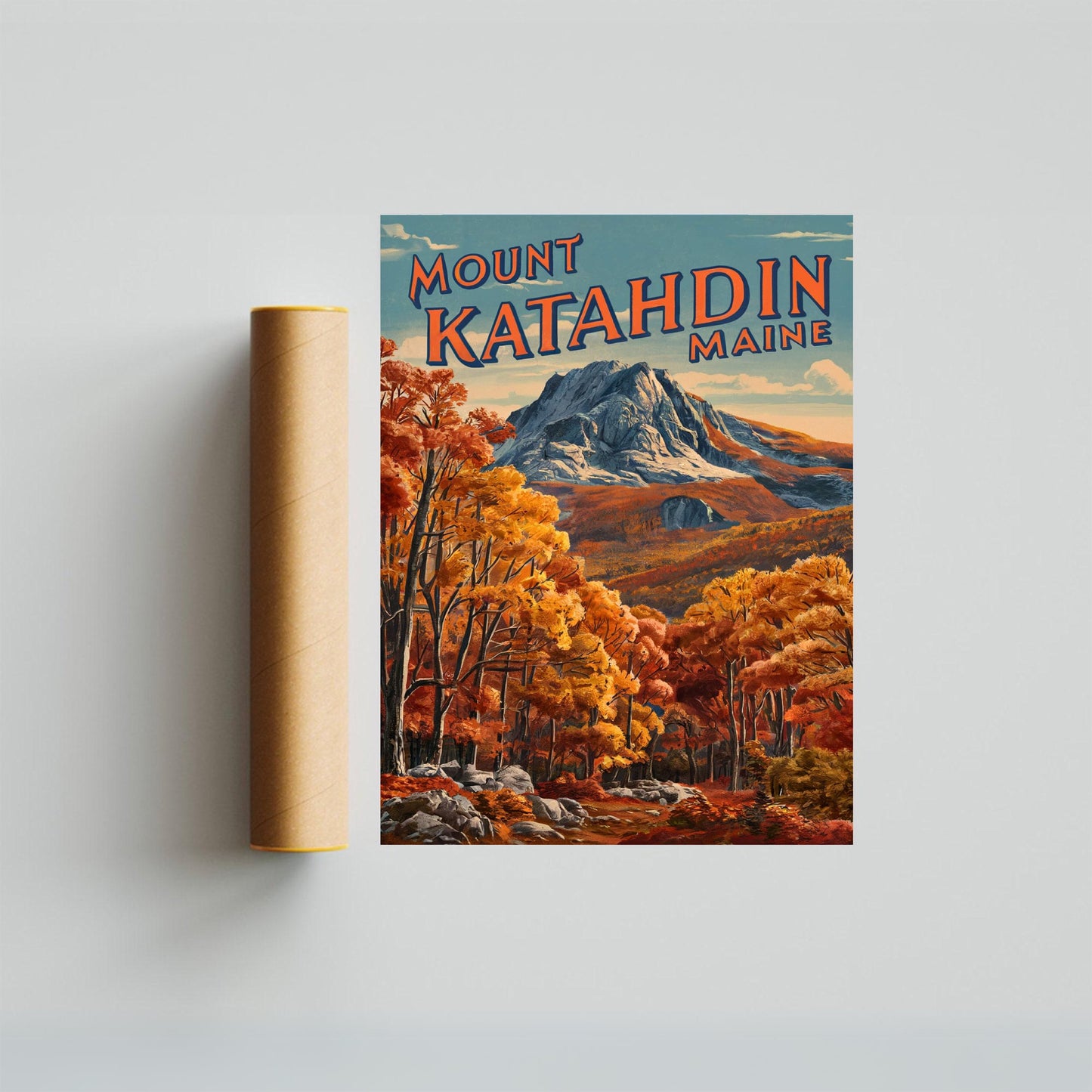 Mount Katahdin Vintage Travel Poster