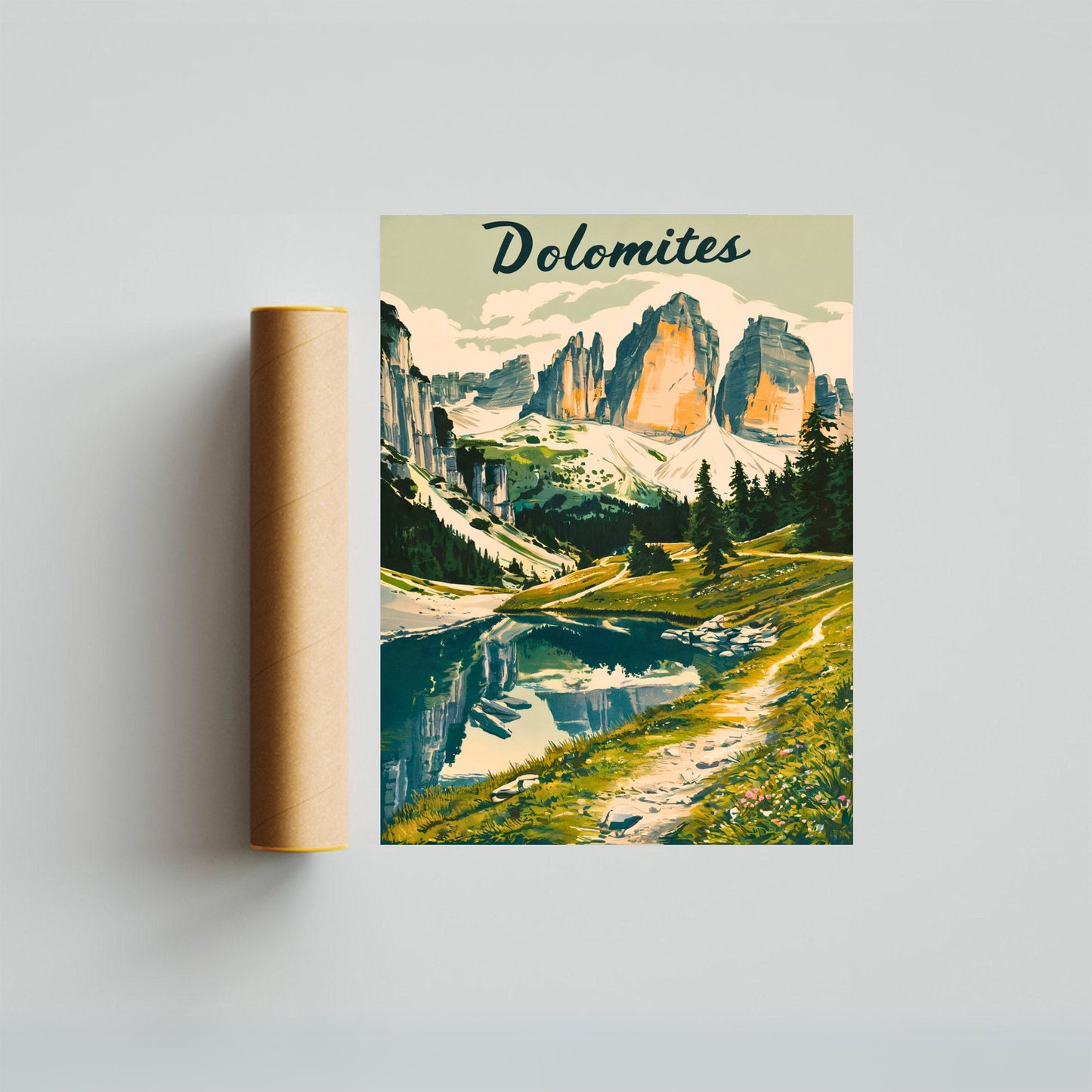 Dolomites Vintage Travel Poster - Italian Mountain Splendor