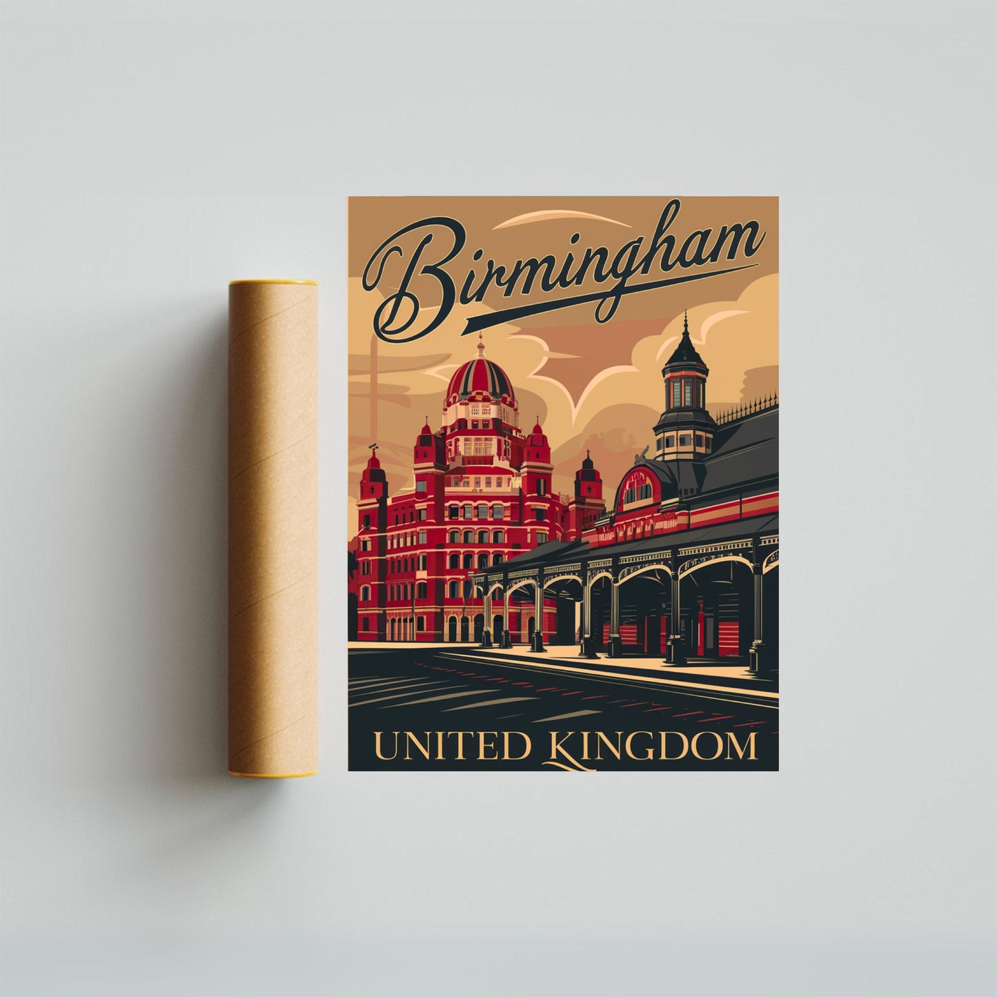 Birmingham Vintage Travel Poster -  Historic Canals