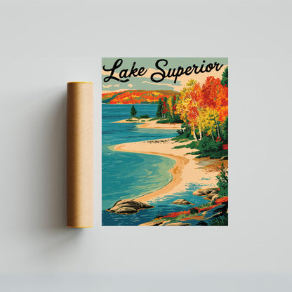 Lake Superior Vintage Travel Poster - North Shore Serenity