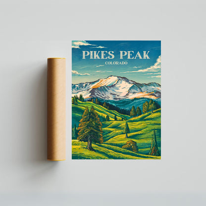 Pikes Peak Vintage Travel Poster