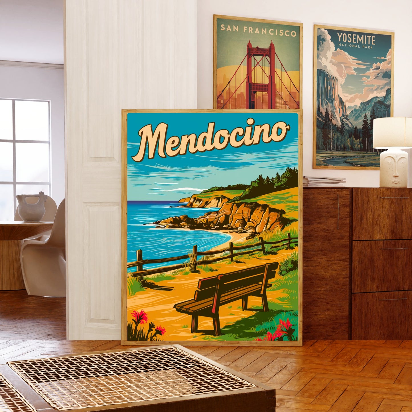 Mendocino Vintage Travel Poster - Serene Waters