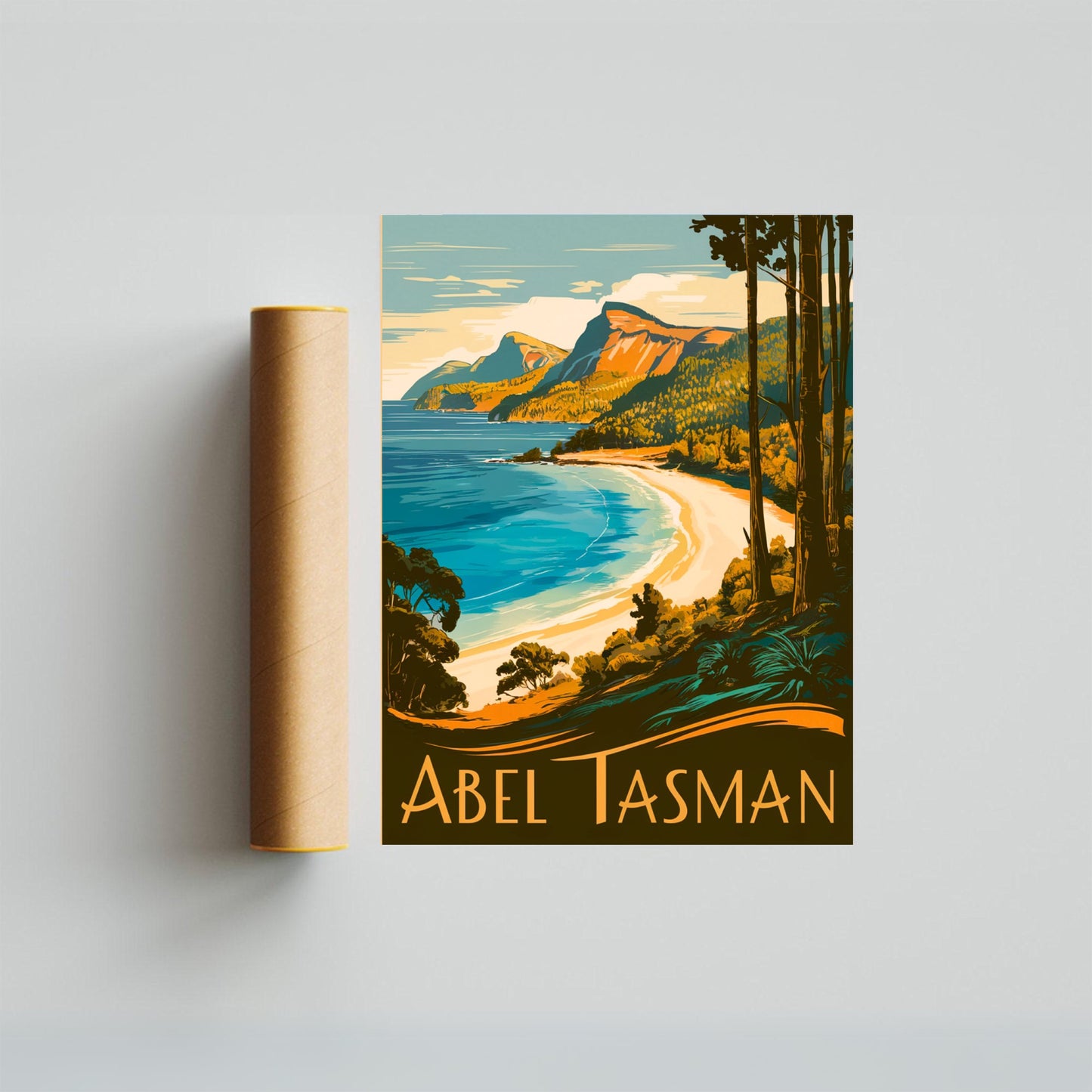 Abel Tasman Park  Vintage Travel Poster