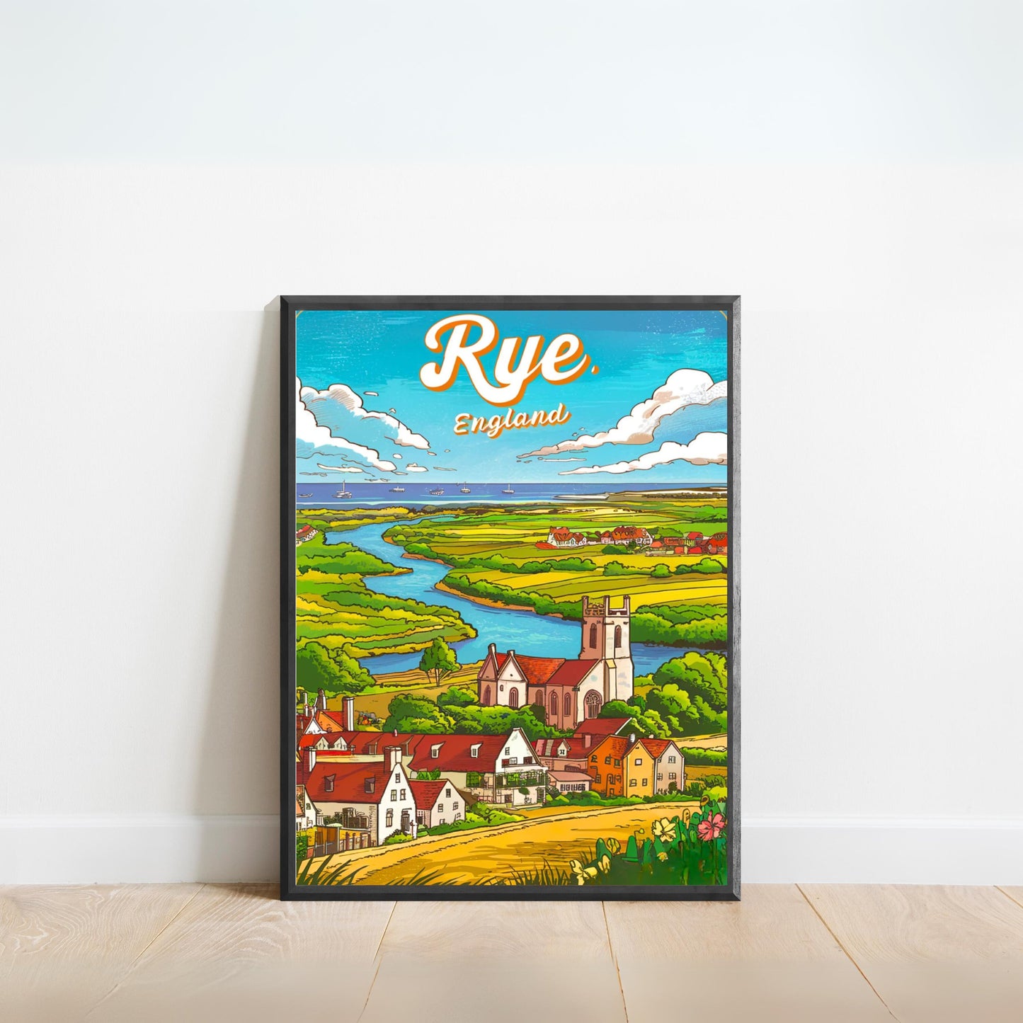 Rye Vintage Travel Poster - Cobblestone Streets