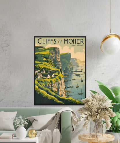 Cliffs of Moher Vintage Travel Poster - Rugged Coastal Beauty