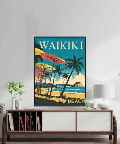 Waikiki Vintage Travel Poster  - Timeless Hawaiian Paradise