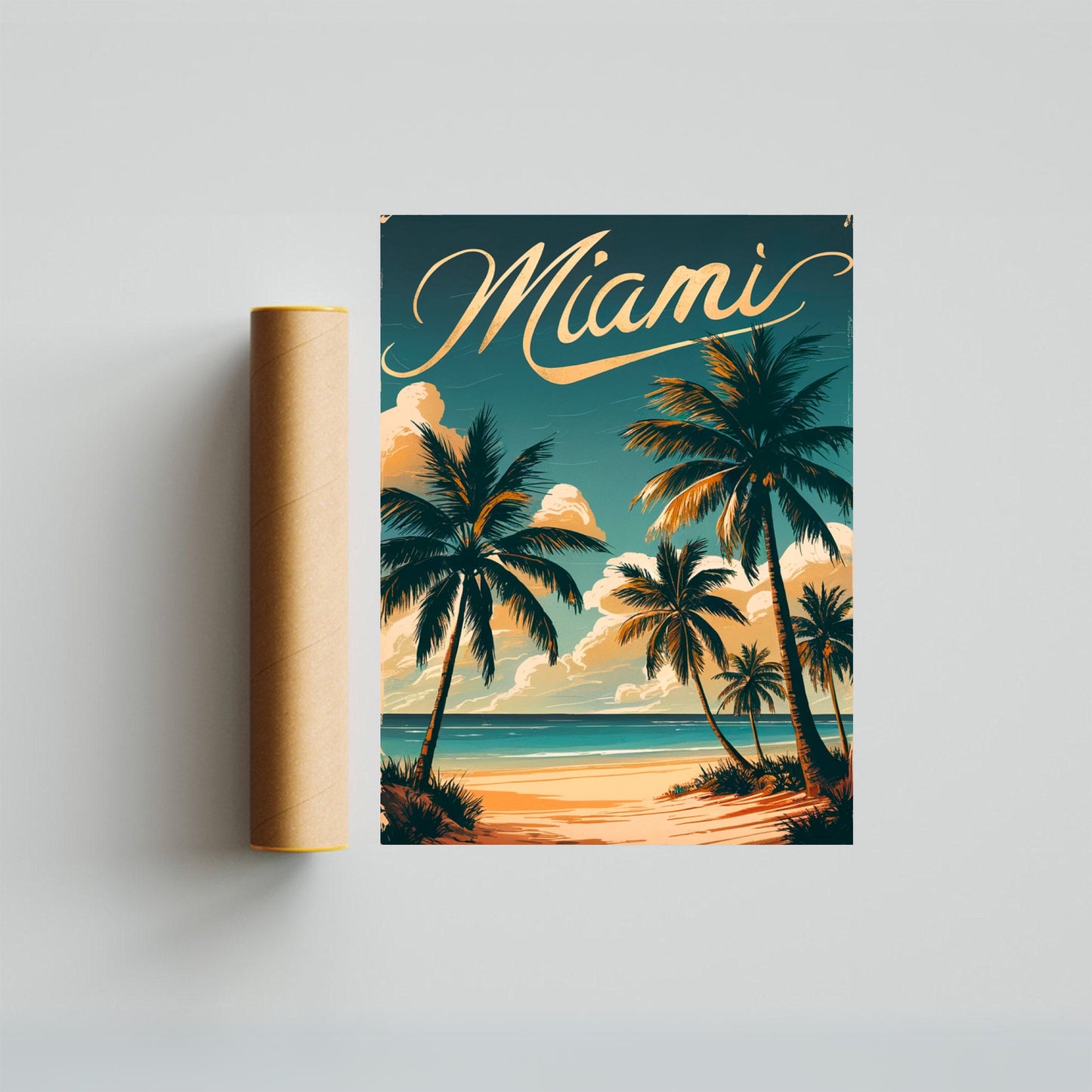 Miami Vintage Travel Poster - Oceanfront City