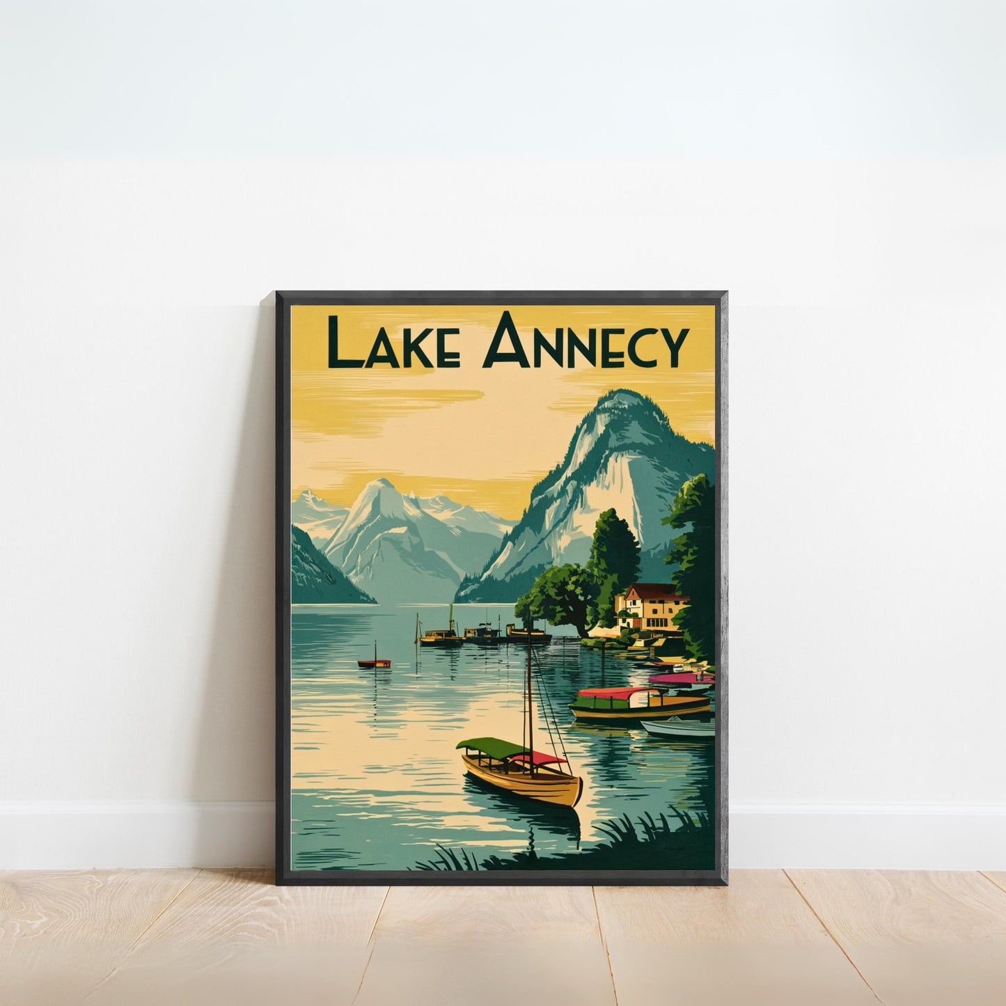 Lake Annecy Vintage Travel Poster - Famous France Crystal Clear Waters