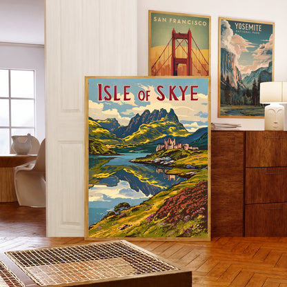 Isle of Skye Vintage Travel Poster - Highlands and Heather