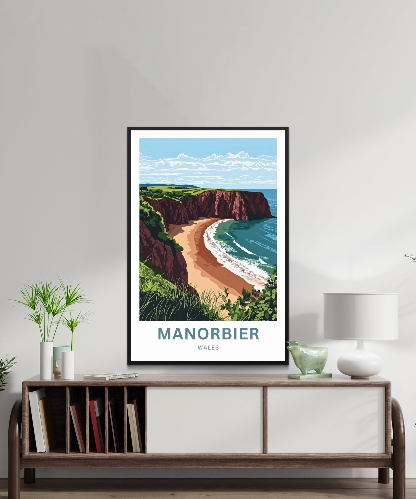Manorbier Travel Poster - Wales Coastal Charm