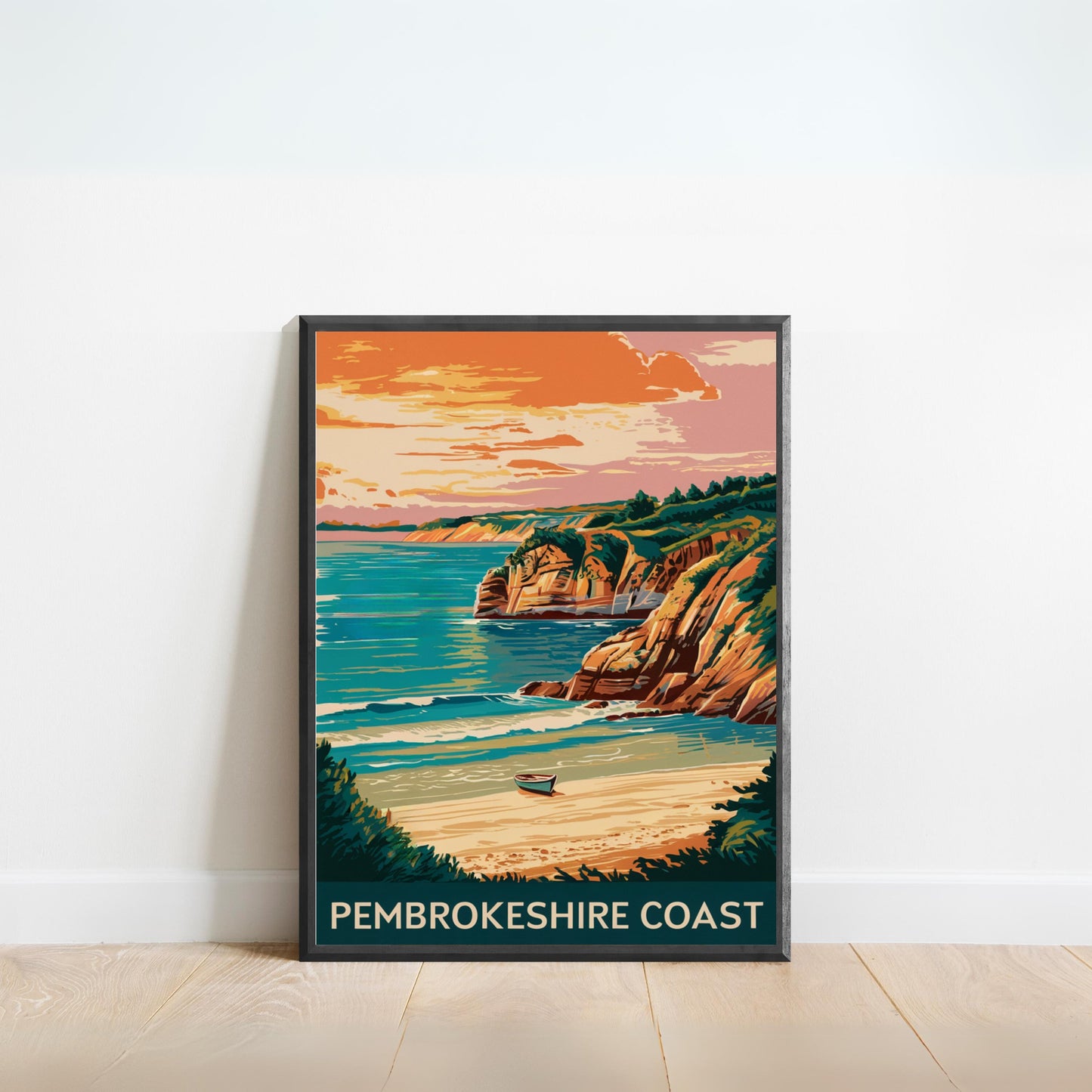 Pembrokeshire Vintage Travel Poster - Timeless Coastal Beauty