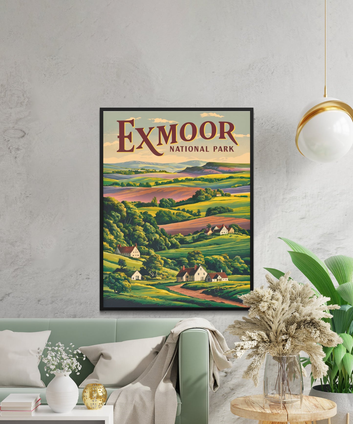 Exmoor Vintage Travel Poster - Rolling Hills and Heather